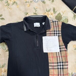 Burberry Black Polo with Beige Nova Check Panel